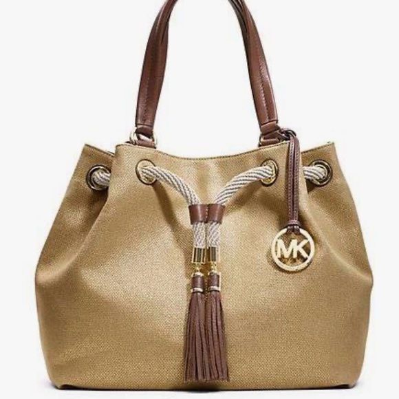 MICHAEL Michael Kors Gold Metallic Canvas Tote - Picture 1 of 8